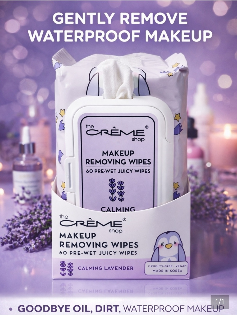 The Crème Shop Calming Lavender Makeup Removing Wipes